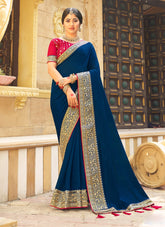 Navy Blue Colour Saree Looking Great